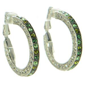 Vintage Kenneth Jay Lane KJL Crystal Hoop Clip Earrings